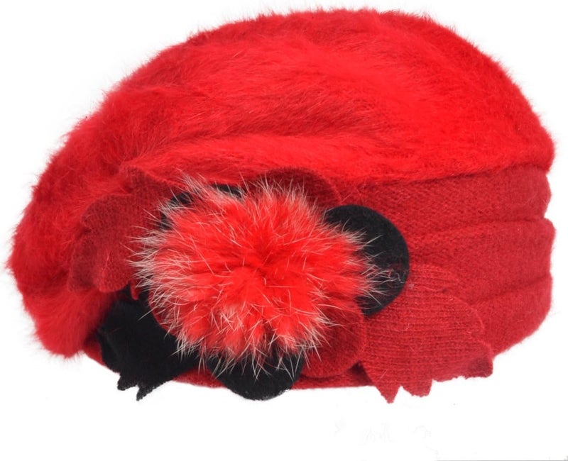 VECRY Lady French Beret 100% Wool Beret Floral Dress Beanie Winter Hat - Image 2